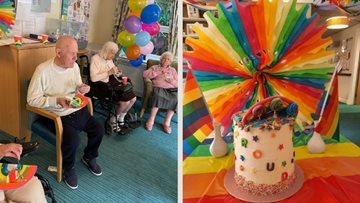Chesire care home Residents mark Pride with colourful cake